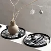 Light Luxury Round Storage Wooden Tray  Bedroom Perfume & Cosmetic Storage Trays Aroma Jewelry Display Tray Home Decoration 3