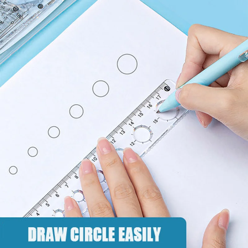 4Pcs/Set AIHAO LB00494 Rilakkuma Ruler Set Plastic Geometry Maths Square Drawing Compass Stationery Angle Rulers For School