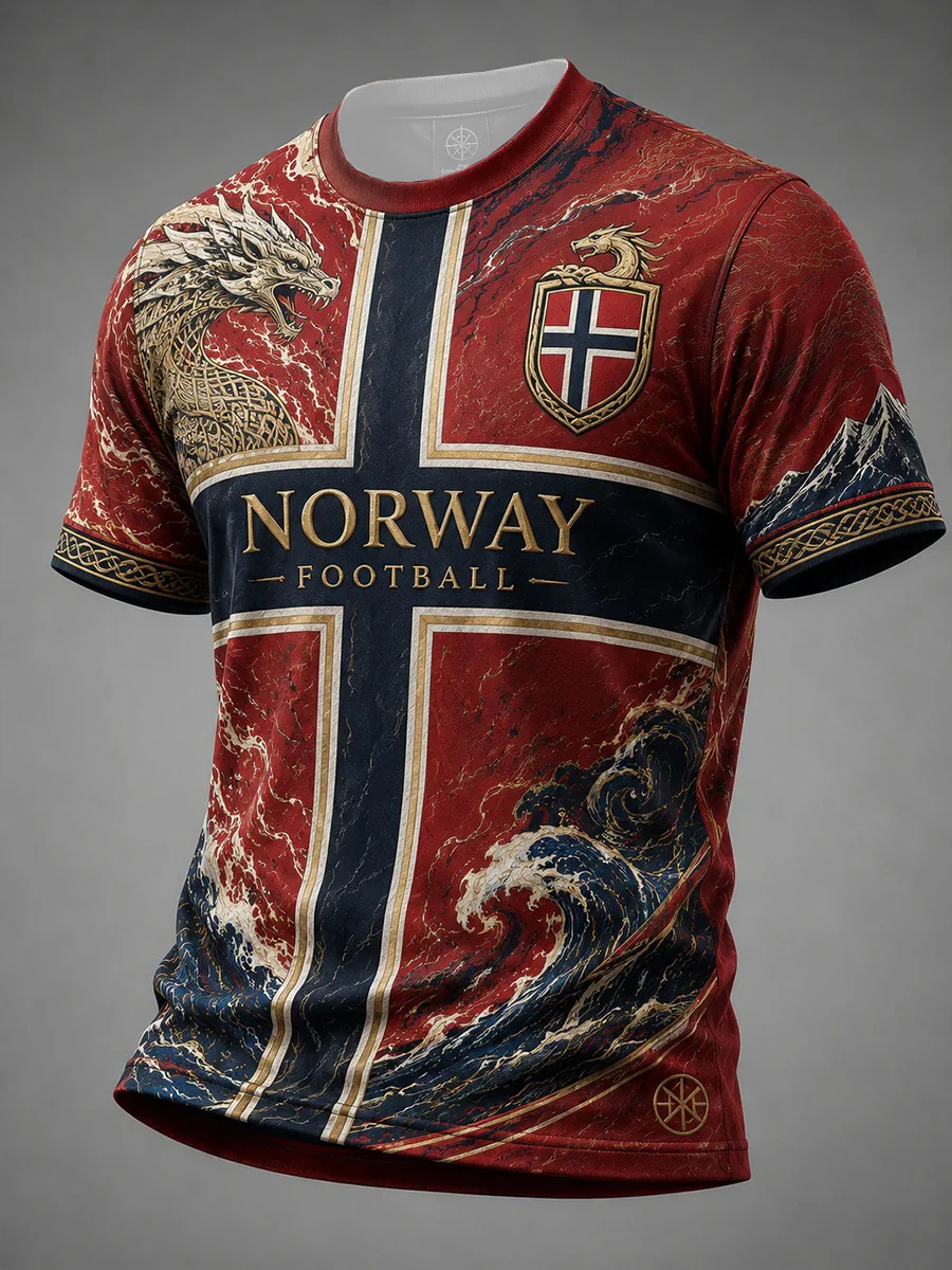 Nordic Viking Retro Style Norway Fan Quick-Dry Casual Football T-Shirt