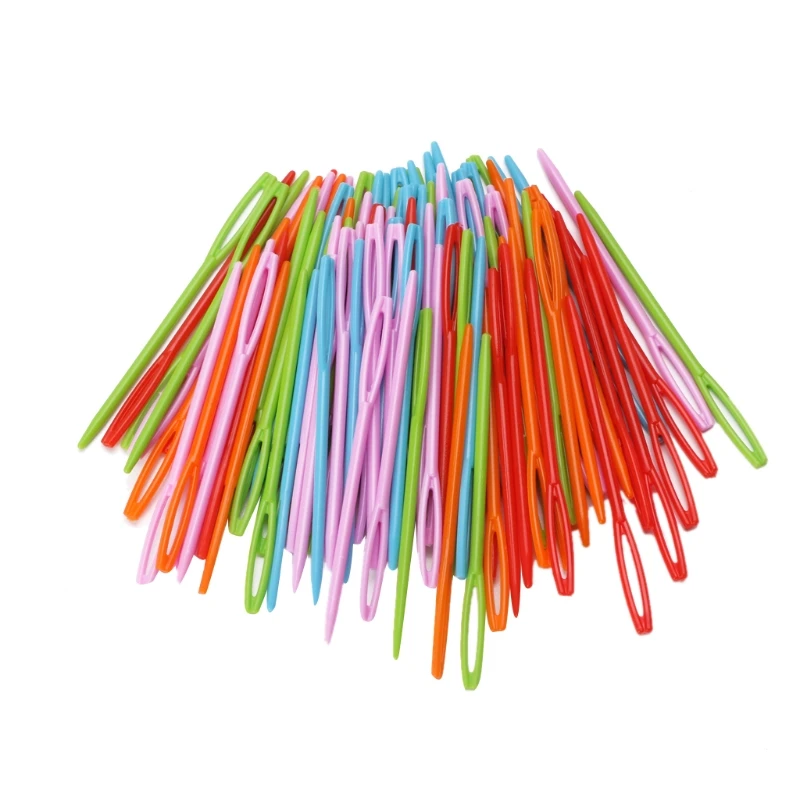 

100Pcs Children Colorful Plastic 7cm Needles Tapestry Binca Sewing Wool Yarn DIY
