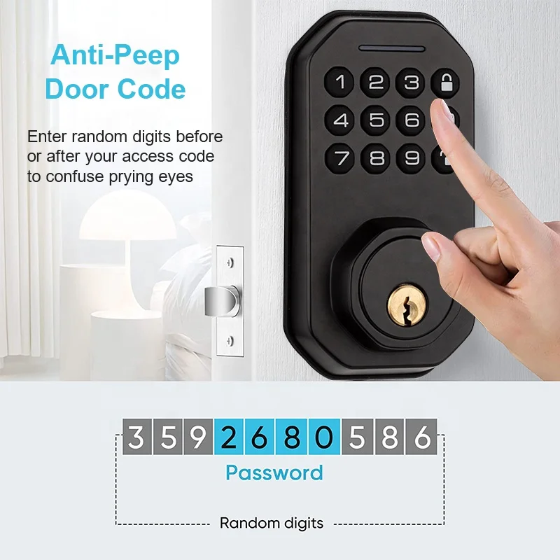 

Tuya Wifi Electronic Password Door Lock With Tuya APP Remotely/Password/Mechanical Key Unlock Smart Home Security Door Lock