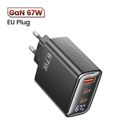 Toocki 67W GaN Charger with Digital Display and Fast Charge Technology - EU Black