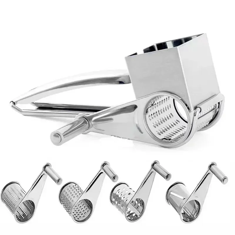 Stainless Steel Cheese Grater Lemon Zester Grater Kitchen Grater Hand Crank Rotary Blades Vegetable Chopper