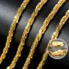 Width 4mm Italian 750 Luxury 18k gold Plated textured Dubai Necklace DIY simple jewelry men women party