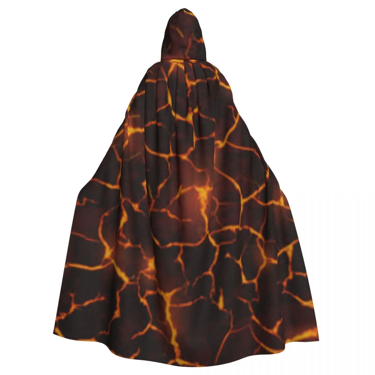 

Adult Vampire Cape Hooded Robe Molten Lava Pattern Halloween Cloak Full Length Cosplay