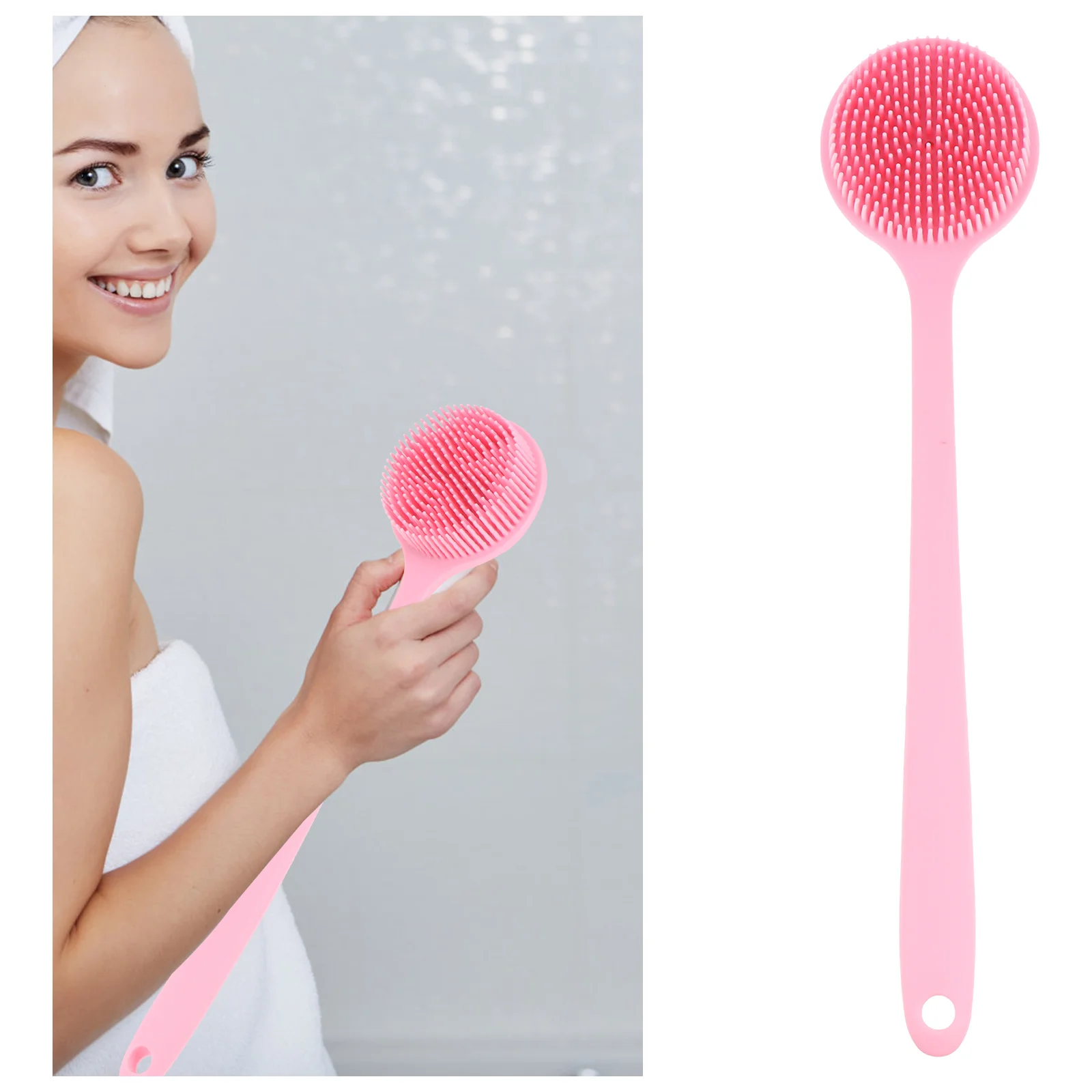 

Brush Scrubber Body Shower Silicone Bath Handle Exfoliating Brushes Long Bathing Exfoliator Scalp Dry Shampoo Scrub Toilet