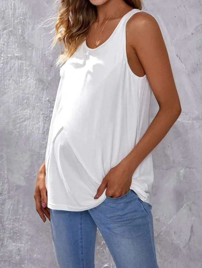 2023 New Maternity Breastfeeding Clothes Summer Solid Color Pregnancy Nursing Vest Casual Women's Clothing For Pregnant Wear Top 2023 new maternity breastfeeding clothes summer solid color pregnancy nursing vest casual women s clothing for pregnant wear top