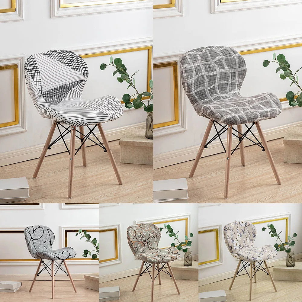 

Velvet Elastic Butterfly Chair Cover Curved Dining Seat Covers Accent Chair Slipcover For Living Bar Stool Case Home Supplies