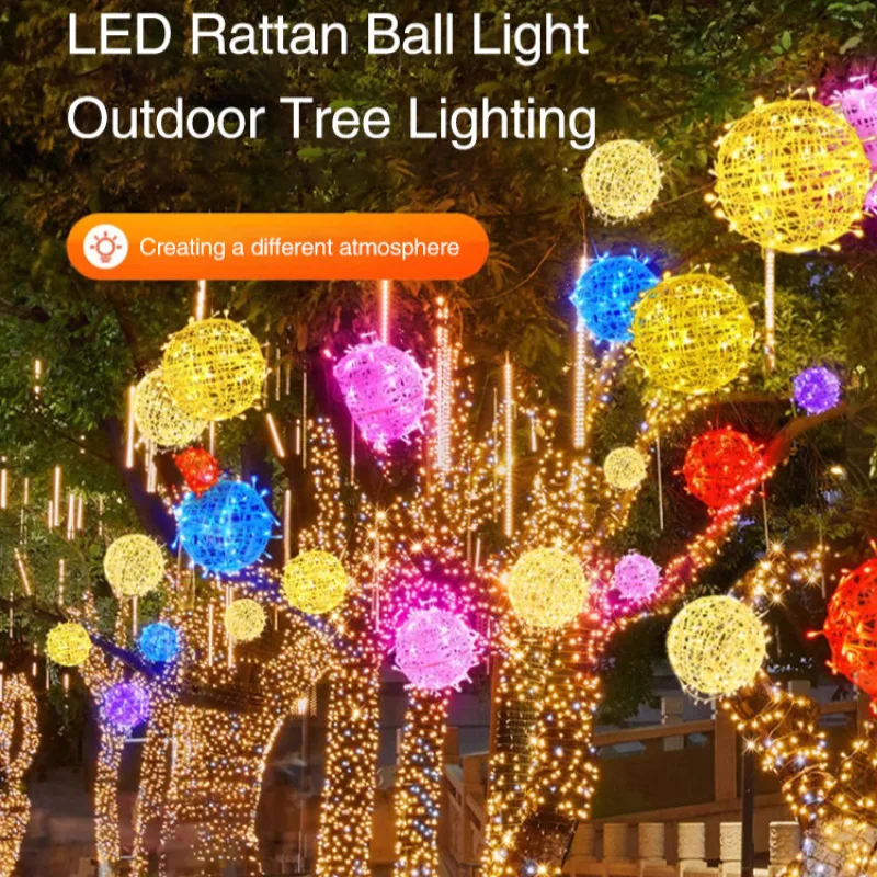 Christmas lights Outdoor waterproof hanging tree takraw ball lamp LED Vine Ball Lights led landscape lighting outdoor pendant lamp