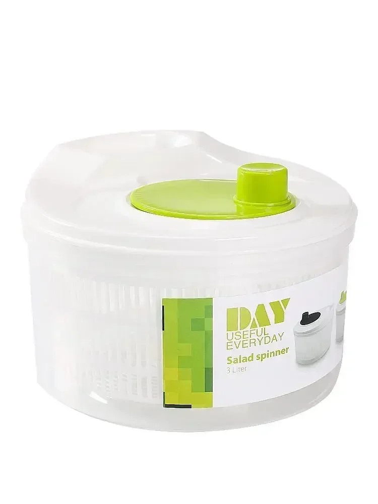 Description Picture 3 of itemManual Hand Cranked Fruit Veg Salad Spinner Double Layer Kitchen Wash Basin Drain All  in One Multifunctional Veggie Drying Tool