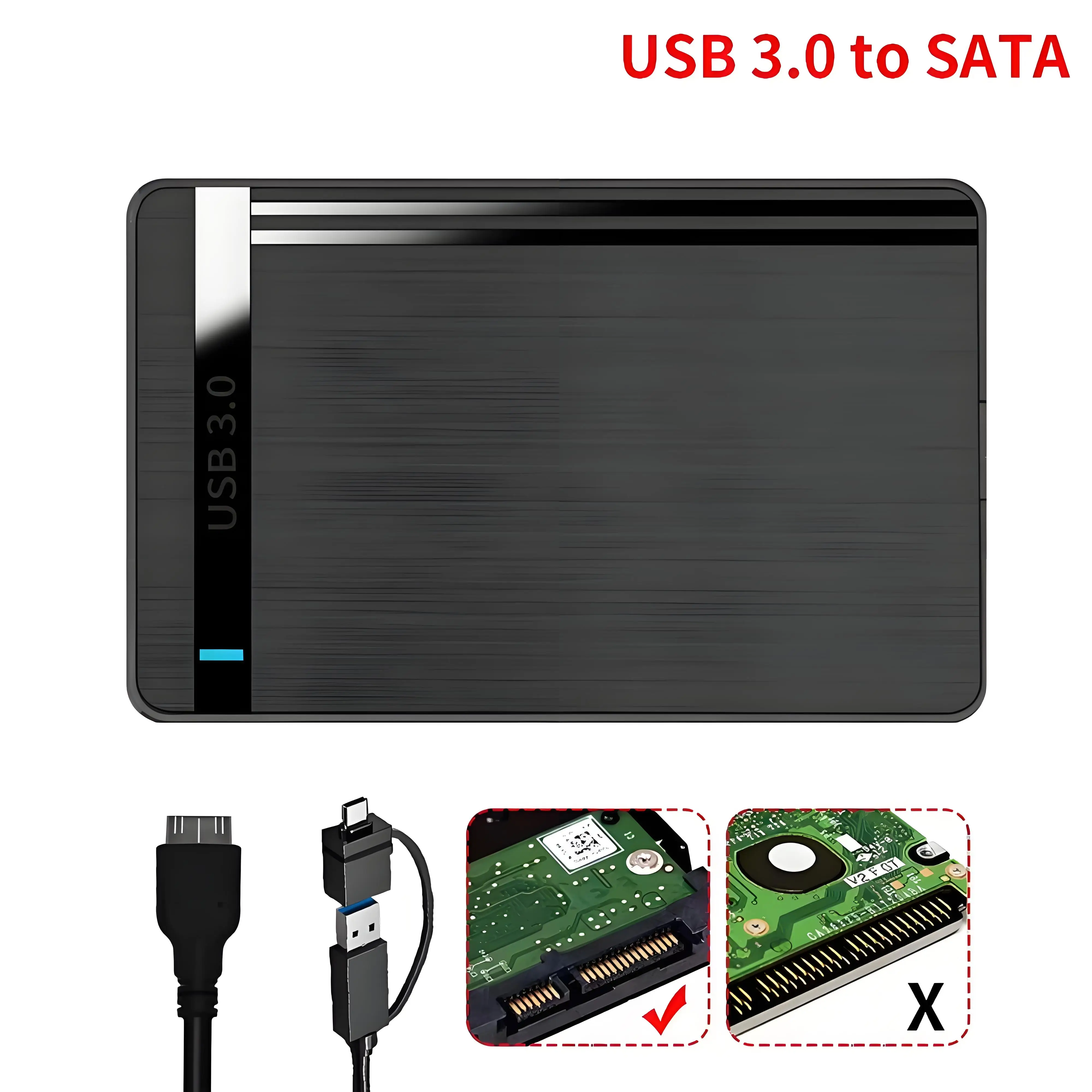 케비두 HDD 케이스 2.5인치 SATA to USB3.0/타입-C HDD 인클로저 6Gbps 최대 USB-C 외장 SATA HDD 인클로저 자동 절전 지원 ,Kebidu HDD Case 2.5 Inch SA