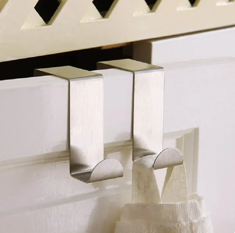 Storage Hook Door Hook 1Pcs Door Back Hook Stainless Steel Over The Door Hooks Z-Shaped Coat Hanger Reversible Keys Towel Storage Rack Organizatio