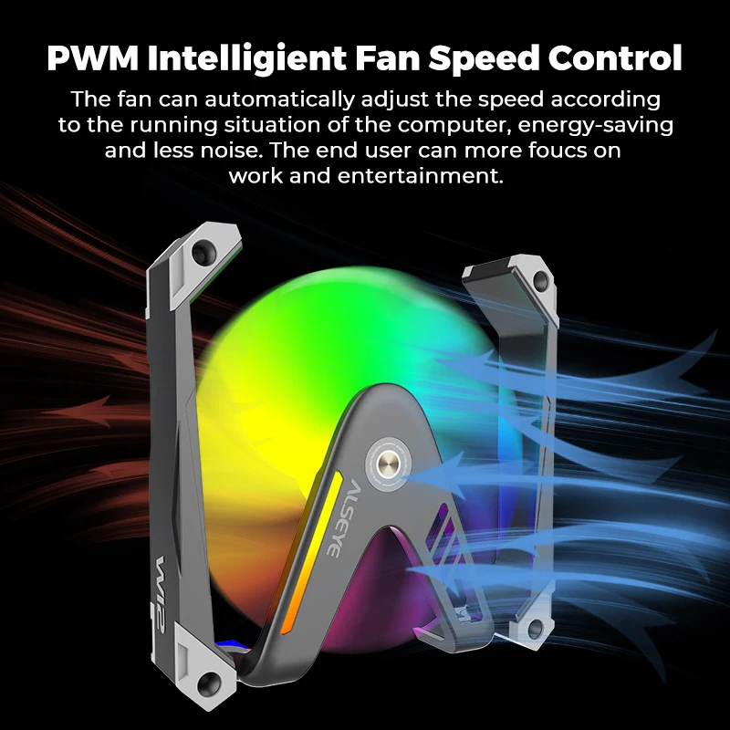 Ventilador de Refrigeração 120 mm Material de Liga de Alumínio Rolamento Duplo Pwm 5v 3pin Argb dc 12v 50000h Alseye-w12-pro pc - Imagem 3