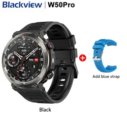 Blackview W50 Pro Rugged Smartwatch with HD Display and Long - Lasting Battery (Black N Blue Strap)