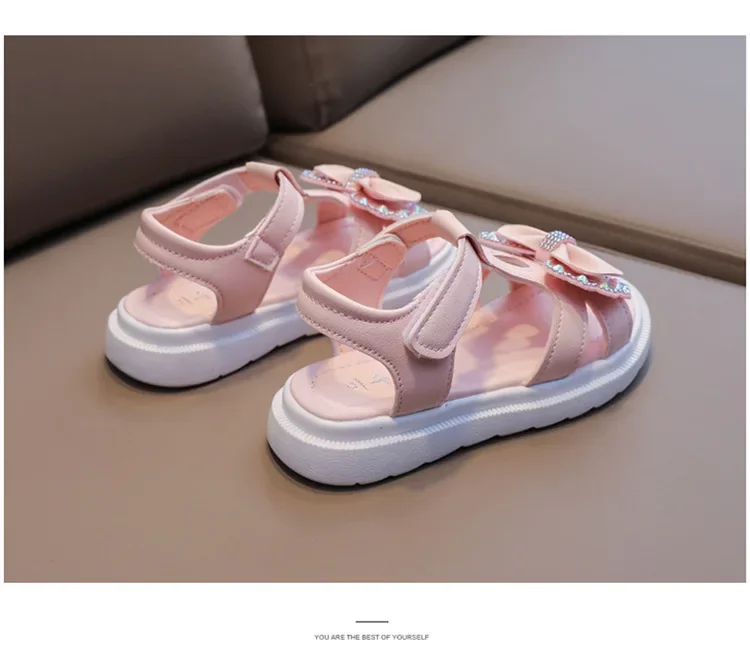 Kid Shoe Girl Soft Soles Casual Shoe Fashionable Princess Shoes New Water Diamond Beach Shoes Bow Shaped Girl Sandals Sandálias