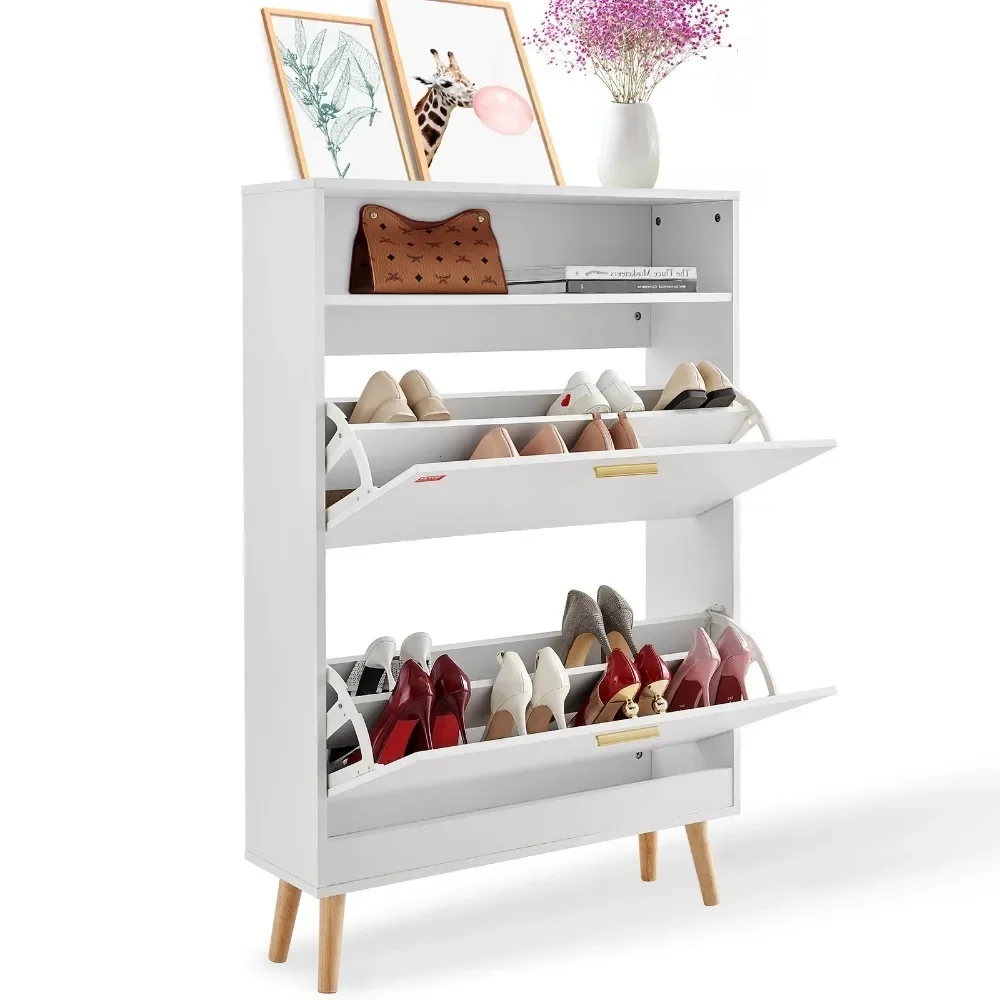 

Shoe Cabinet with 2 Flip Drawers Storage Cabinet for Entryway,white, Porte Chaussure Rangement , Shoe Cabinets Shoes Rack