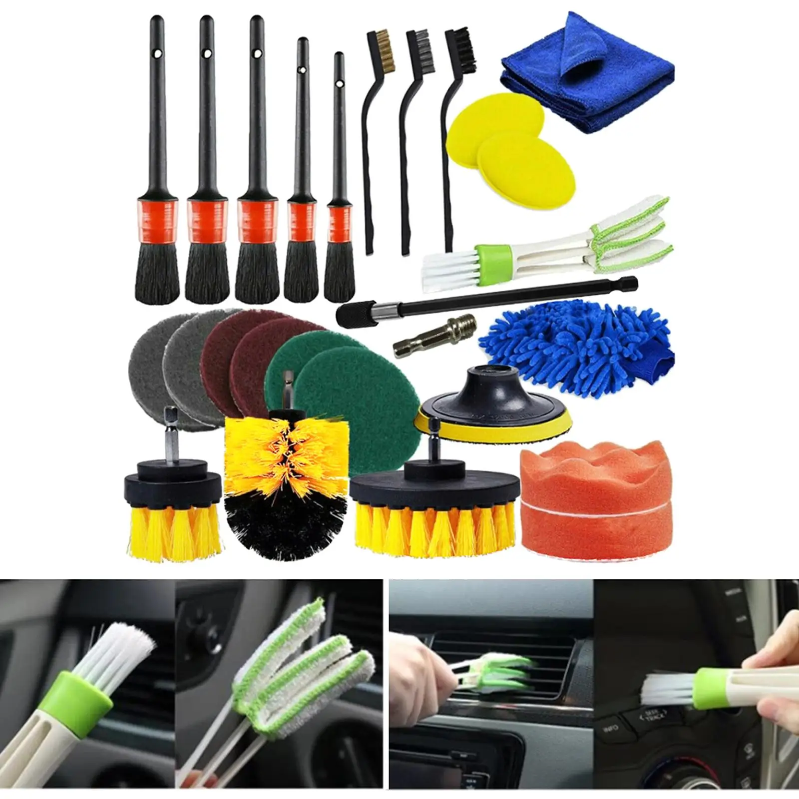 UNTIOR 26Pcs Car Detailing Brushes Car Cleaning Accessories with Tool box  Car Detailing Kit Auto Detailing Drill Brush Set