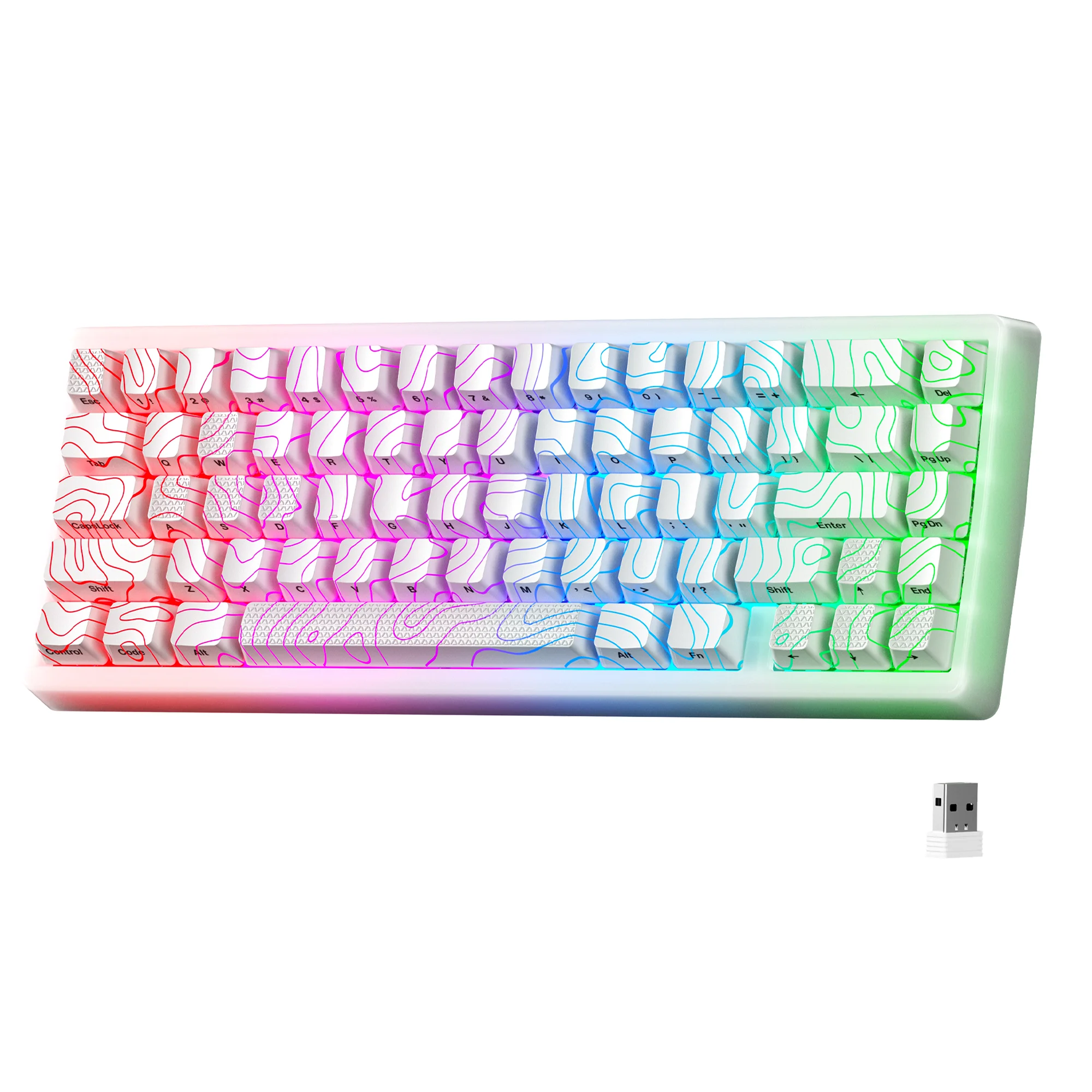 XVX M67 JadeStone White Mechanical Gaming Keyboard Wireless With