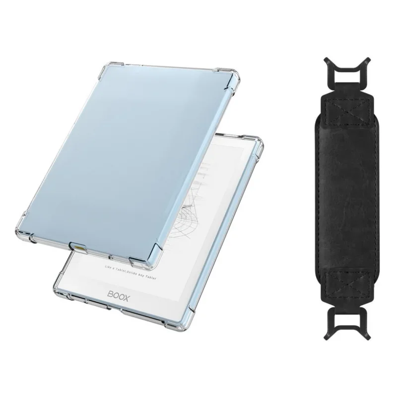 2-IN-1 Clear TPU Shockproof Back Cover Case with Security Hand Strap (Black)