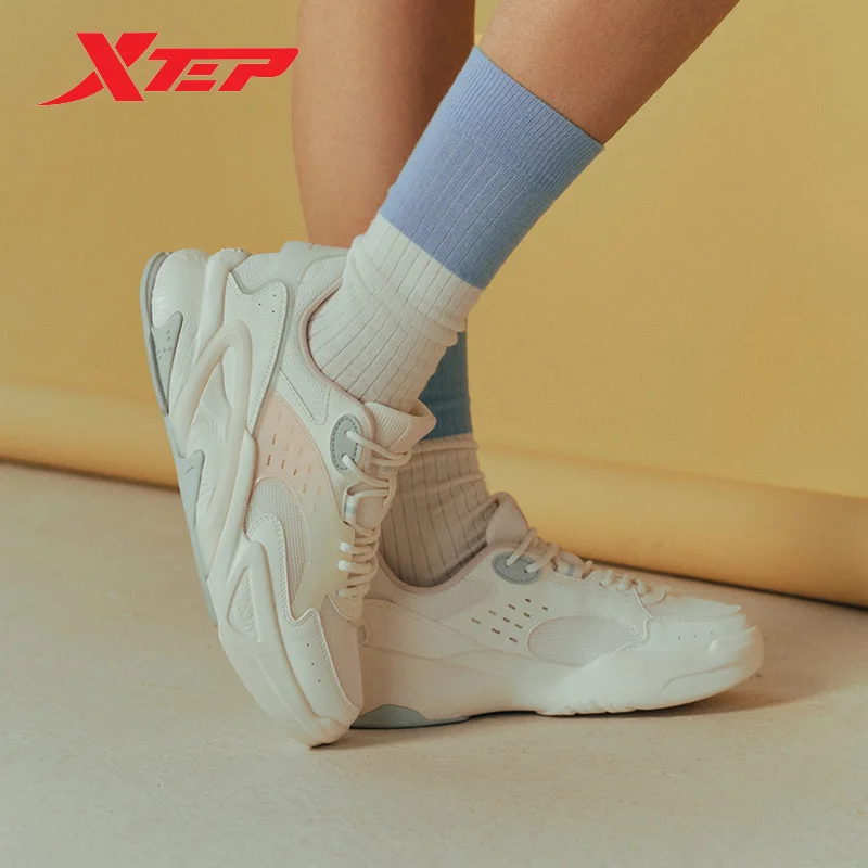 Xtep Skateboarding Shoes For Women Summer Street Non-Slip Chic Women's Sports Shoes Fashion Lace Up Sneakers 876218310013
