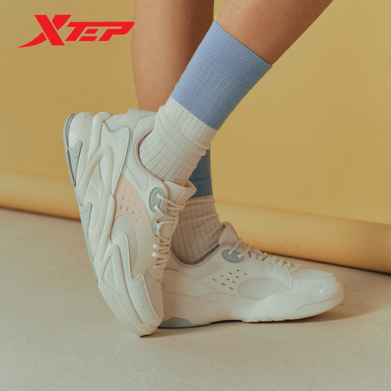 Xtep SkateboardingÂ Shoes For Women 2024 Summer Street Non-Slip Chic Women's Sports Shoes Fashion Lace Up Sneakers 876218310013