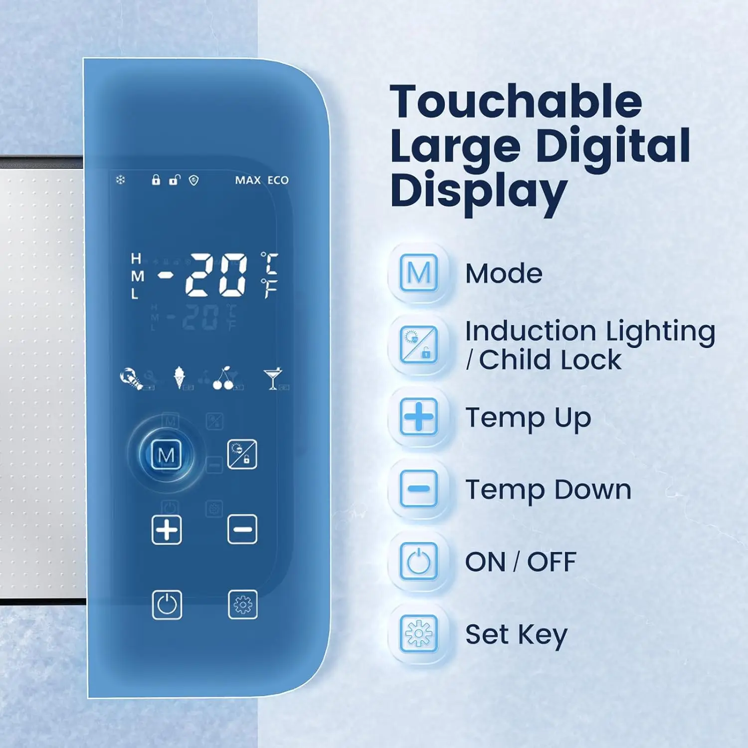 12V 22-Quart Car Refrigerator with Touchscreen Display, Portable Compressor Freezer/Cooler