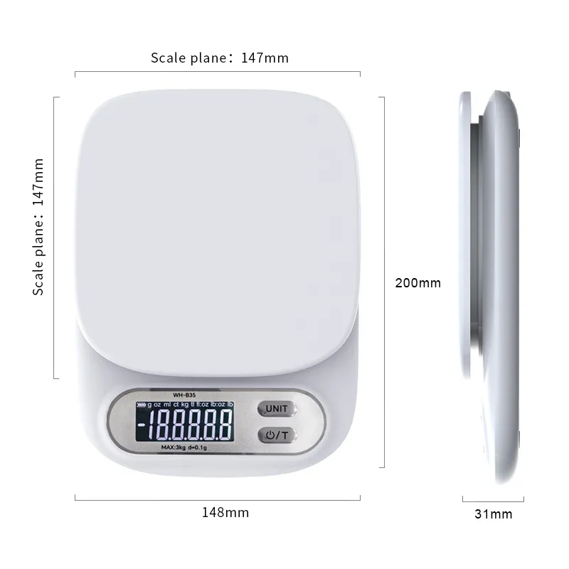 High-Precision Digital Kitchen Scale with LCD Display and Rechargeable Option