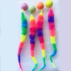 Interactive Colorful Bouncing Ball Cat Toy - Puzzle Teaser with Elastic Worm Caterpillar Design (Multicolour-1pcs)