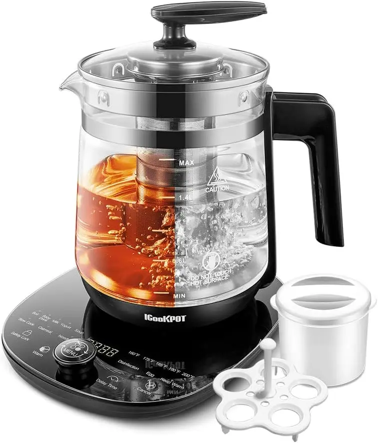 Kettle Temperature Control Glass Tea Kettle Programmable Control Tea Pot, 2 Liter Stainless Steel Maker & Coffee Ke