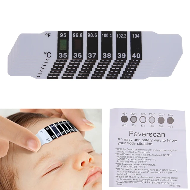 10 sztuk Baby Kids czoło pasek głowy termometr gorączka Test temperatury  ciała bezpieczne - AliExpress