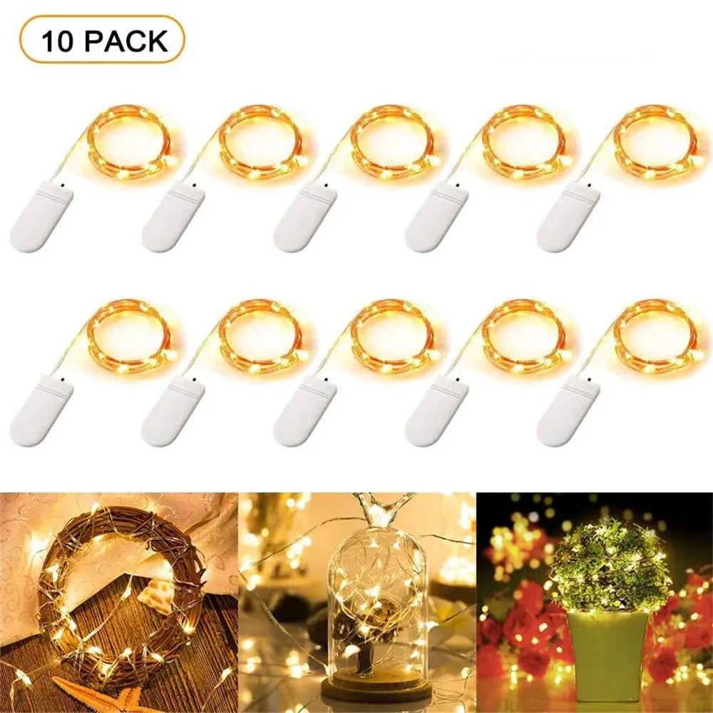 

10pcs 2M 20LED Fairy Light Copper Wire String Outdoor Waterproof Garland Wedding for Home Christmas Garden Holiday Decoration