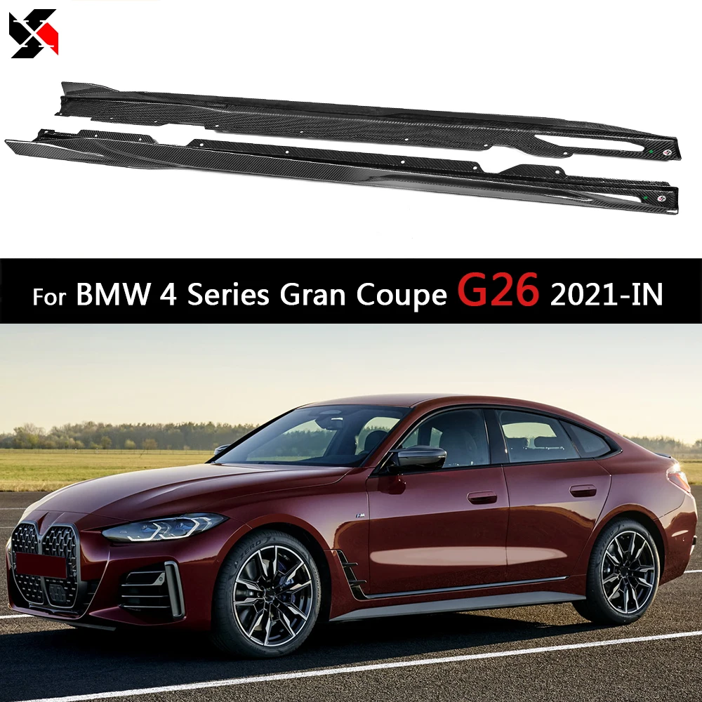 

For BMW 4 Series Gran Coupe G26 2021-IN Real Dry Carbon Fiber Side Skirt Extension Rocker Plate Lip Winglet Side Sills Replace