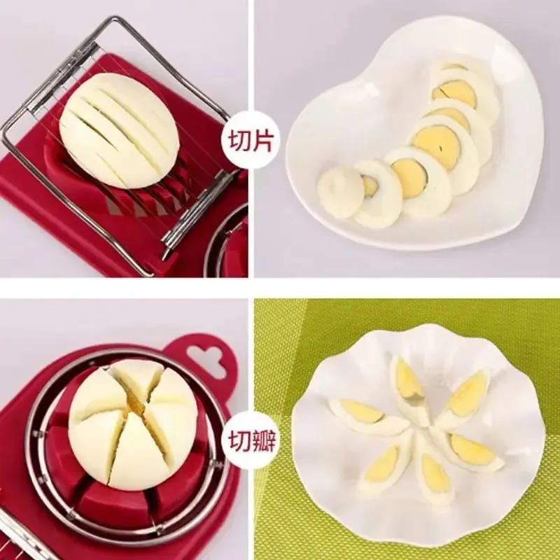 2 in 1 Multifunctional Egg Slicer Stainless Steel Egg Cutter Sectioner Mold Flower-Shape Luncheon Meat Cutter