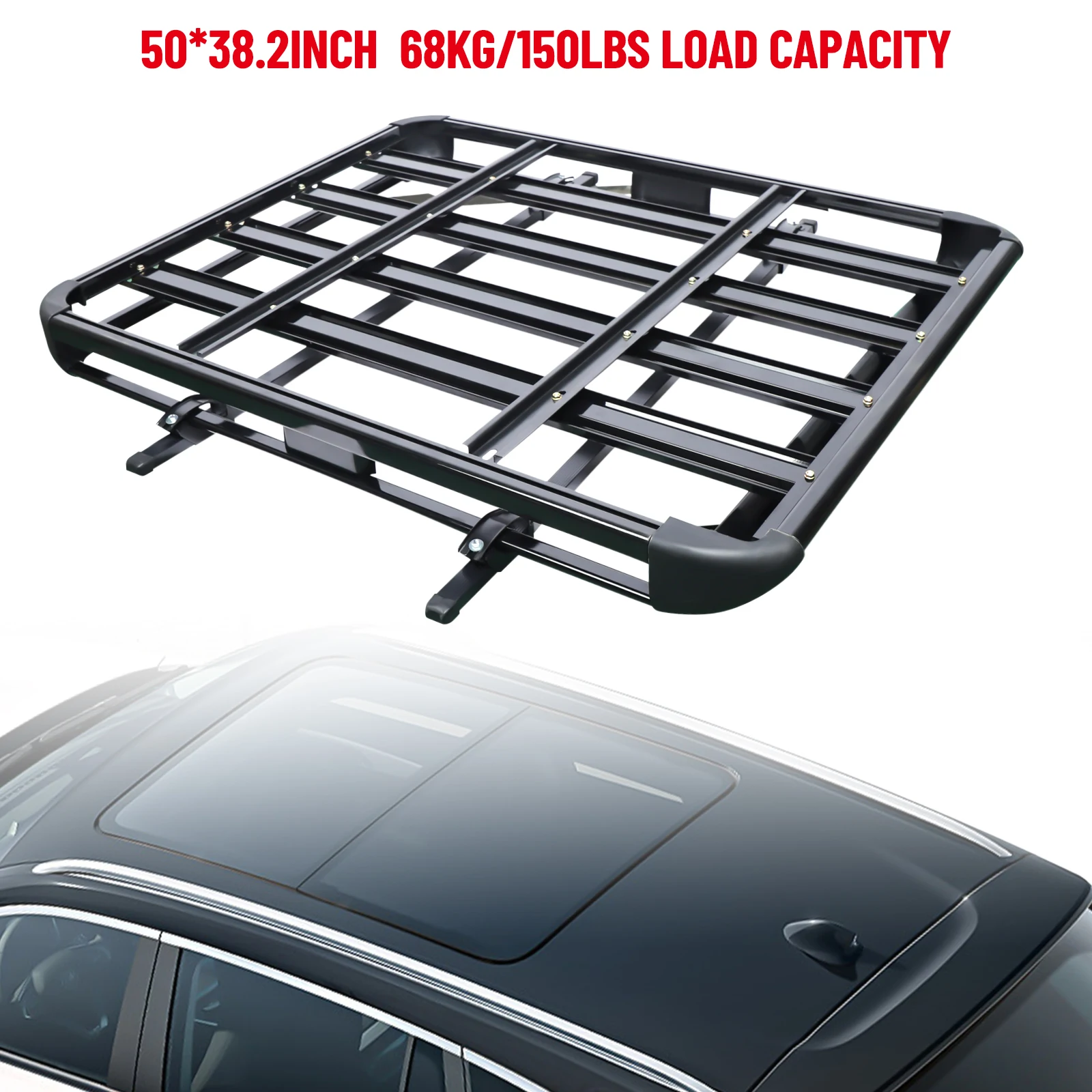 UNIVERSAL CAR ROOF RACK BASKET TRAY LUGGAGE CARGO CARRIER ALUMINIUM SILVER