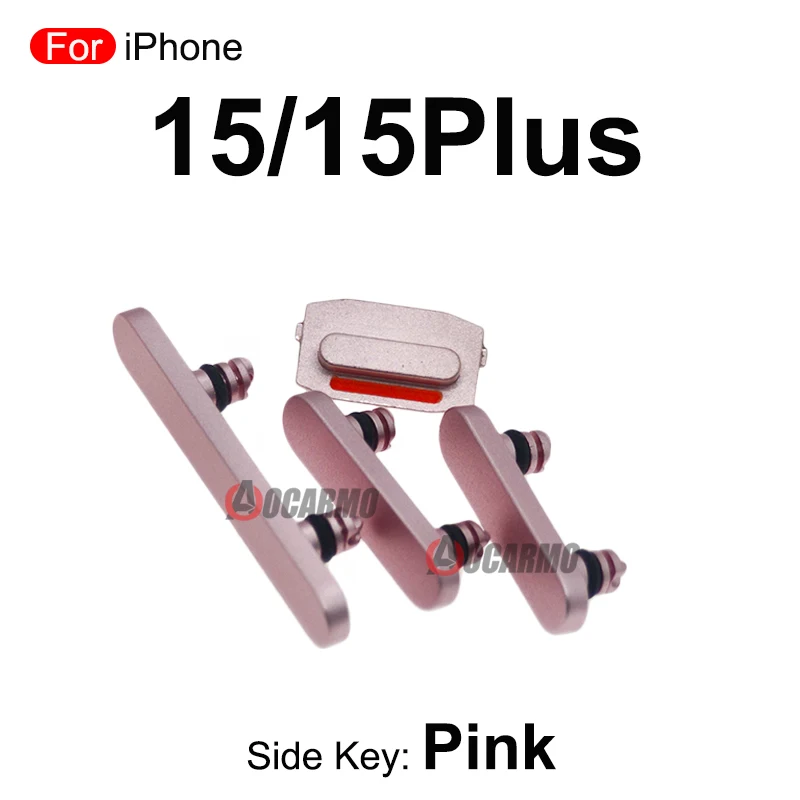 1Set Side Key Power Volume Buttons Black Yellow Pink Blue Green Replacement Parts For iPhone 15 15Plus