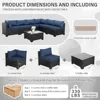 Outdoor PE Wicker Furniture Set, Patio Black Rattan Sectional Sofa Couch with Washable Navy Blue Cushions 4