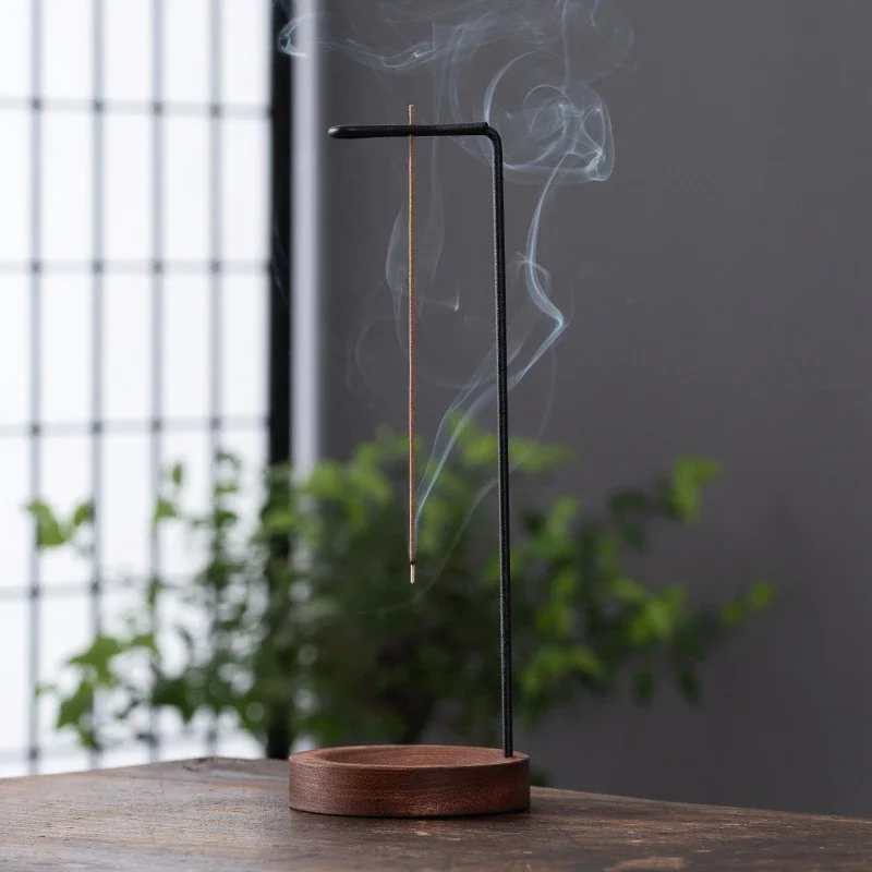 Zen-Style Wooden Upside Down Incense Burner - Unique Smoke-Flow Design Handcrafted Home Decor for Bedroom/Yoga Meditation & Gift