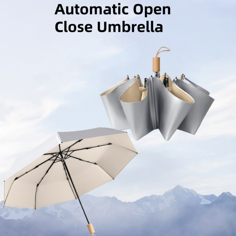Fully Automatic Titanium Silver Umbrella Sun Umbrella Sun Protection Umbrella for Women Man in Rain or Shine