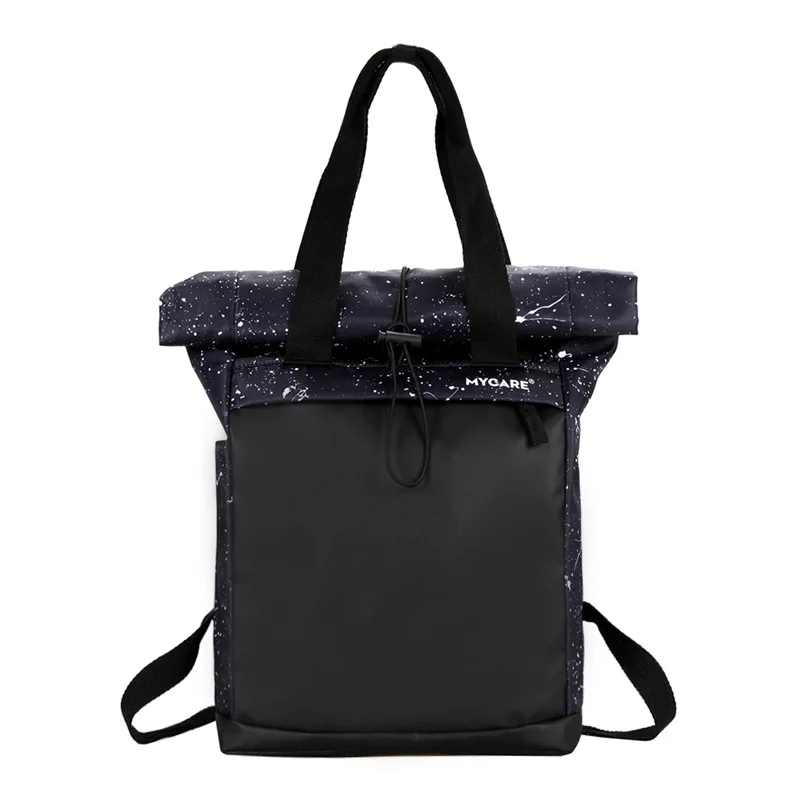 The new Korean version of the contrast color bucket backpack men's casual campus student backpack schoolbag backpack women