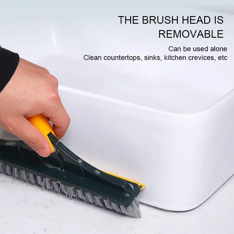 Floor Scrub Brush 2 In 1 Cleaning Brush Long Handle Removable Wiper Magic Broom Brush Squeegee Tile Kitchen Cleaning Tools