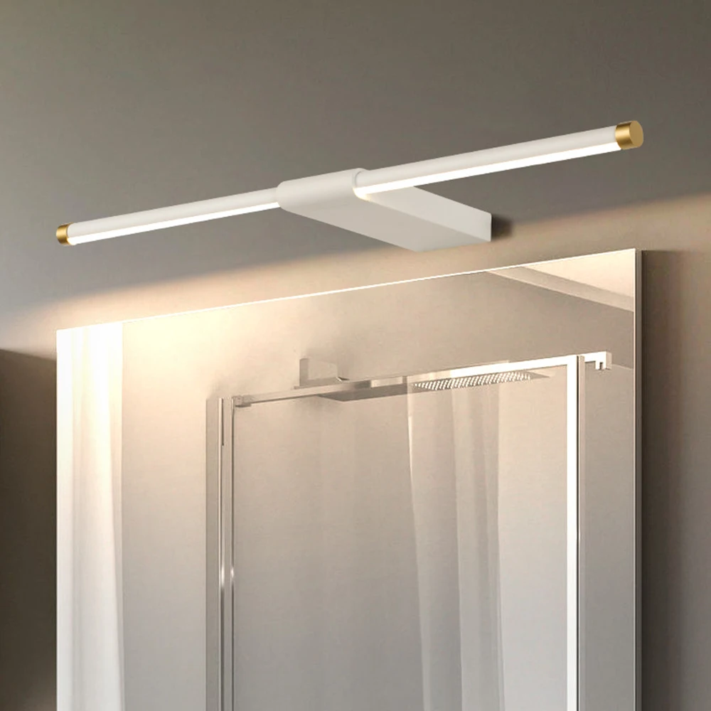 Modern LED Mirror Front Light Bathroom Moisture Resistant Wall Lamp Long Strip Aluminum Mirror Cabinet Light White Black Fixture