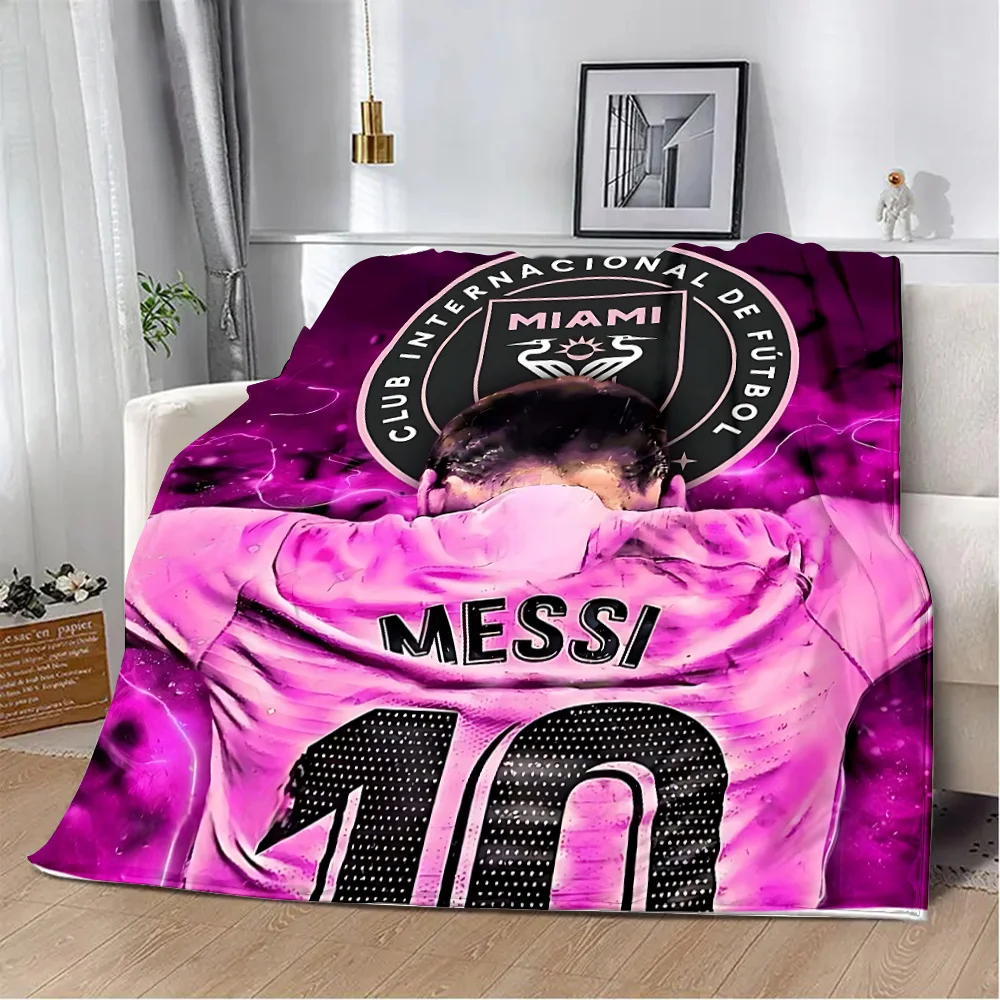 Football Miami Messi Printed Blanket for Bed Sofa Armchair Picnic Blankets Warm Blanket Comfortable Blanket Home Travel Birthday 5