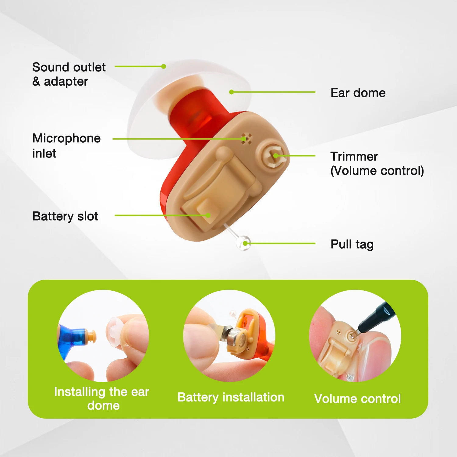 1 Pair, Invisible Mini Hearing Aids For Seniors: Volume Control, Noise Cancelling, Portable Case 4