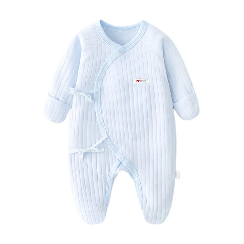 Long Pants Climb Lace Up Baby Romper Casual Outfit Cotton Newborn Jumpsuit Anti-scratching Infant Romper Foot-Cover Frogsuit