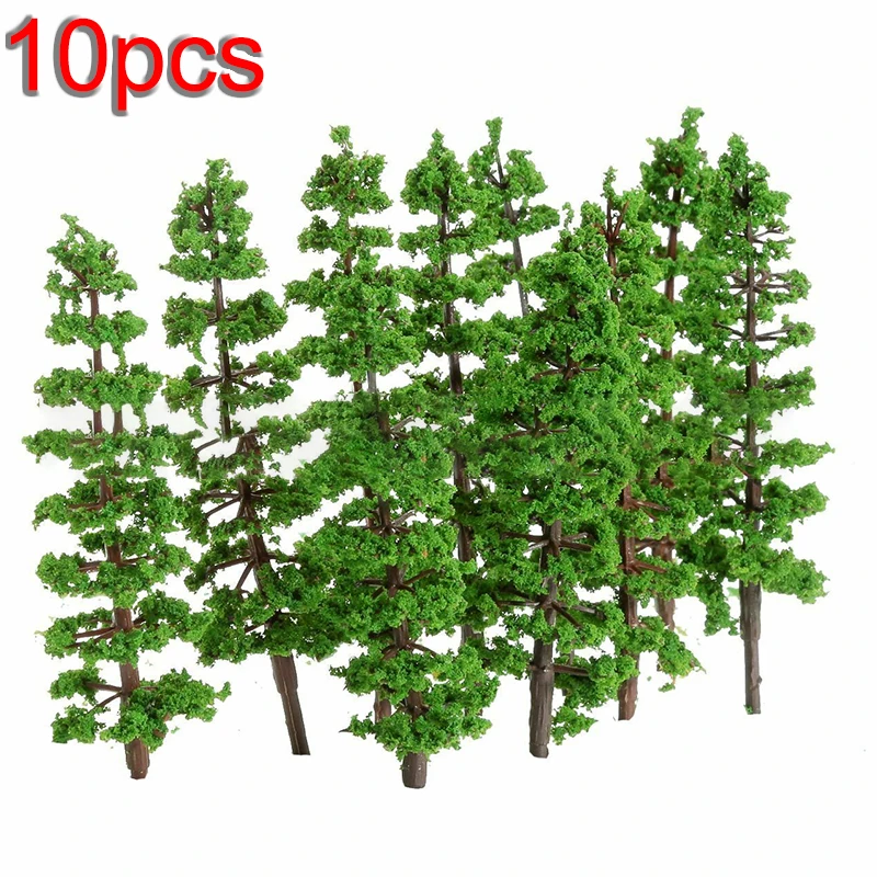 

10Pcs 9CM Pine Trees Model Street Park Train Railway Scenery Layout 1:100-1:150 Miniature Sandtable Model Scenery DIY For Home