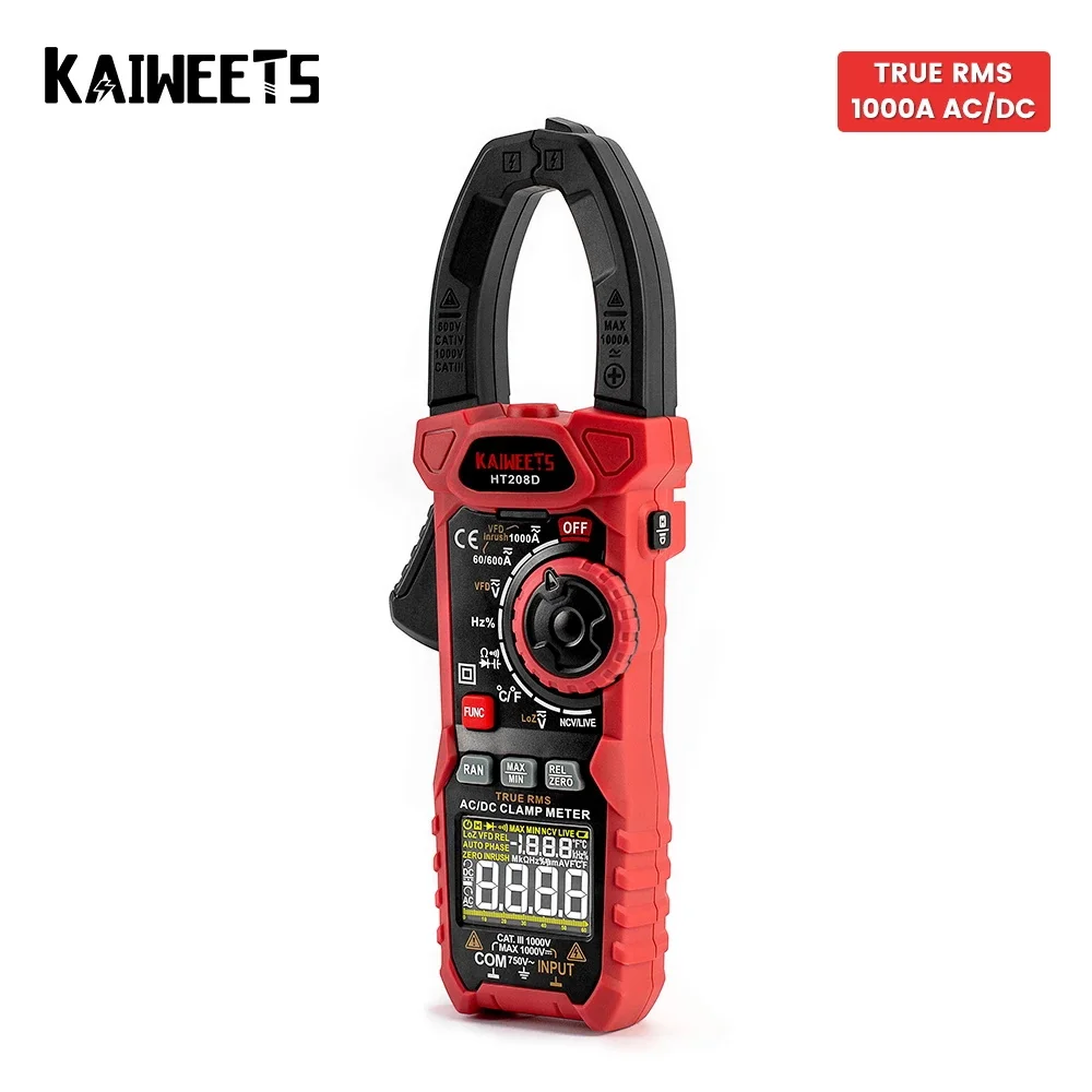 Kaiweets Ac Dc Digital Clamp Meter Multimetro Pinza Amperimetrica True Rms Capacità Ad Alta Precisione Ncv Ohm Hz Tester
