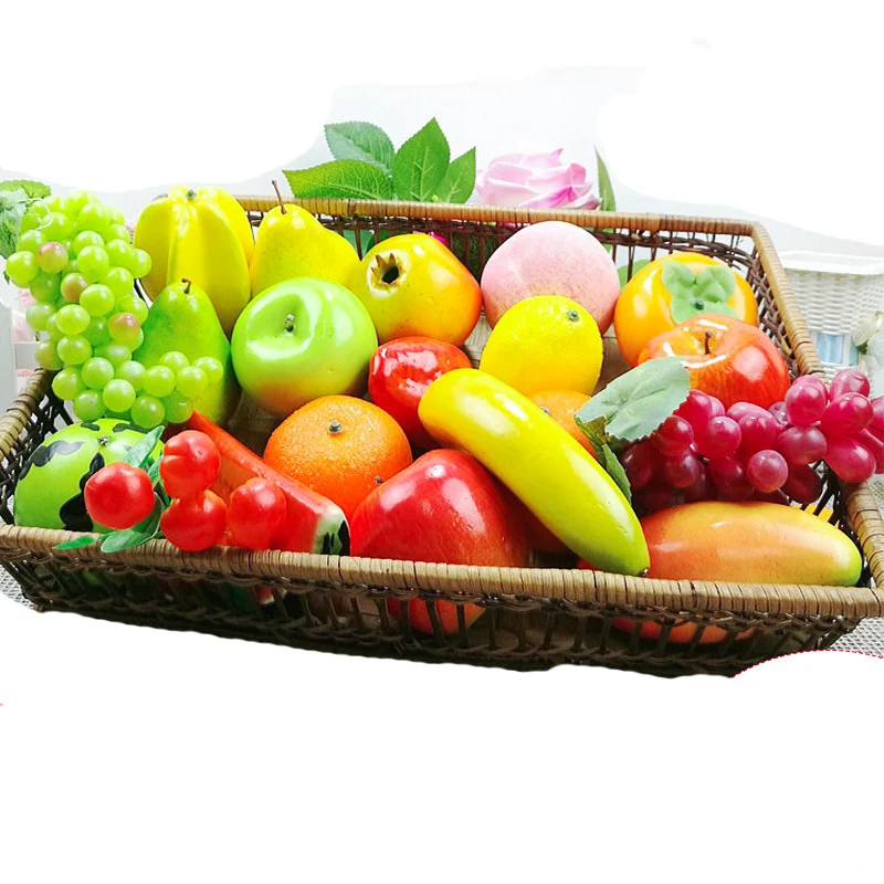 Artificial Fruits Plastic Simulation Orange Apple Banana Grape Pumpkin Lemon Food Photography Props Home Garden Decoration artificial fruits and vegetables,artificial grapes