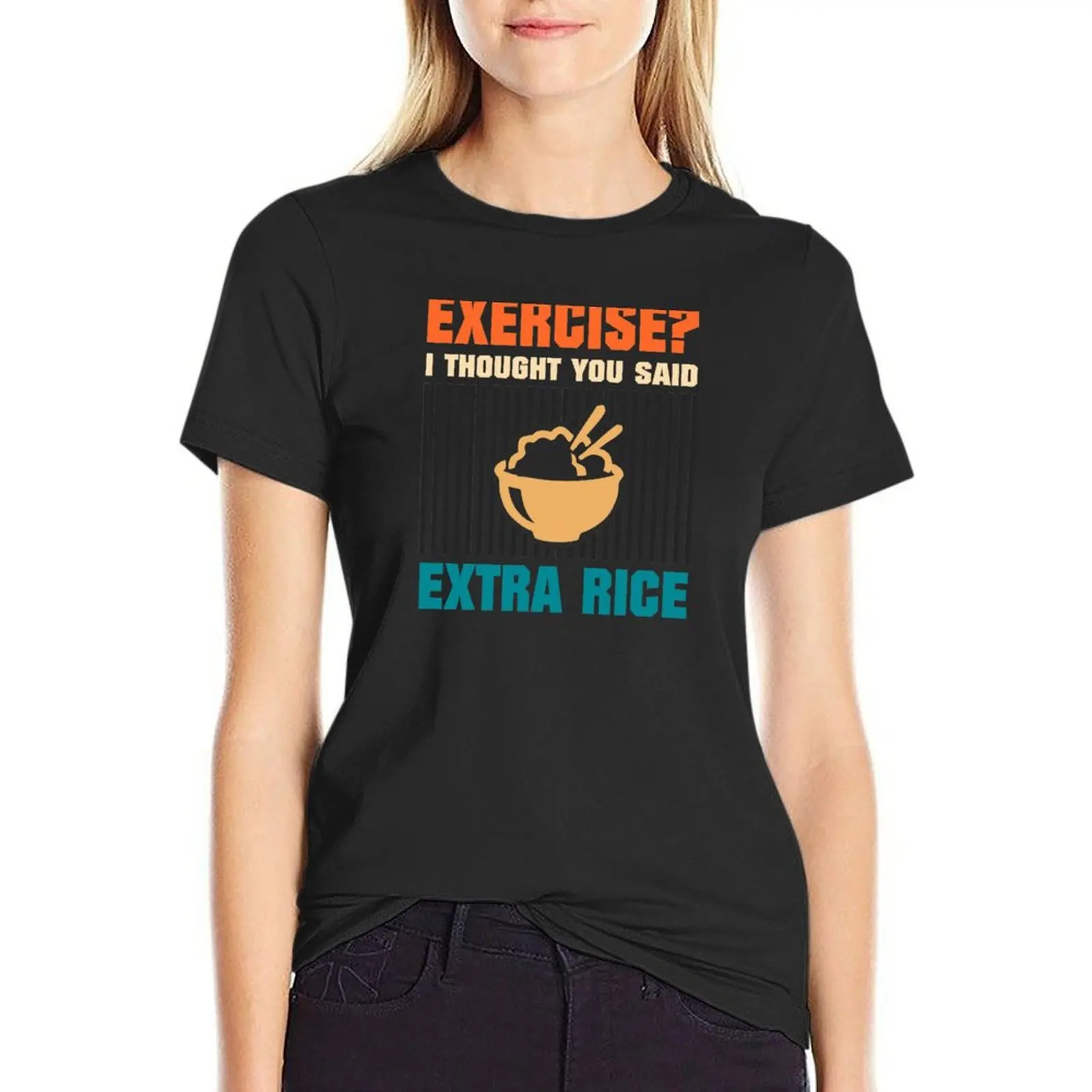 

Exercise I Thought You Said Extra Rice Funny Filipino T-Shirt tops vintage anime clothes summer clothes for Women