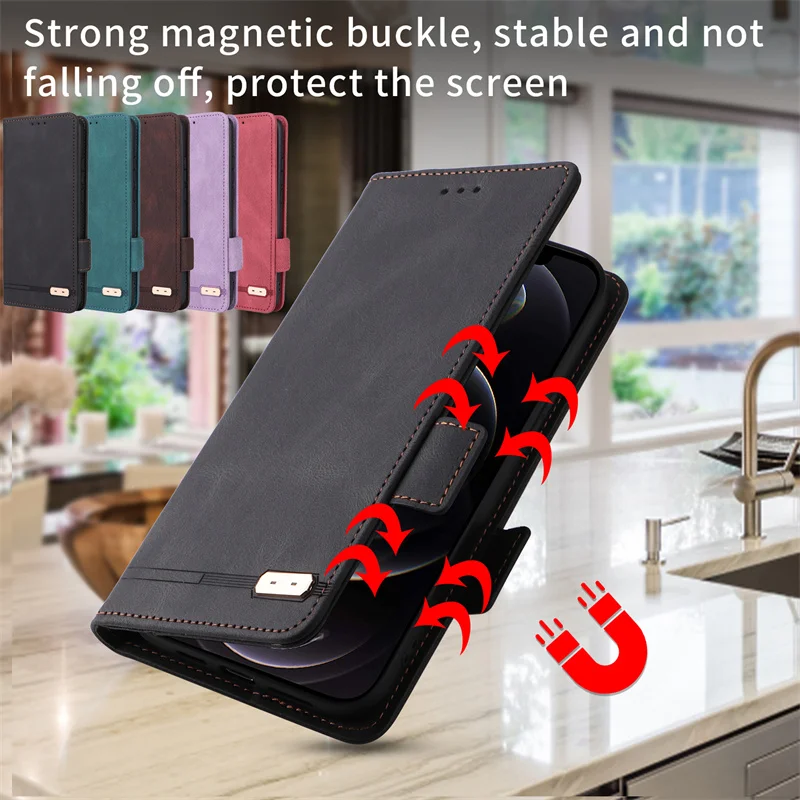

Luxury Magnetic Buckle Attract Leather Case For Honor Magic 4 Lite X8 X9 X7 X30 Cover Flip Capa Protect Mobile Cell Phone Case