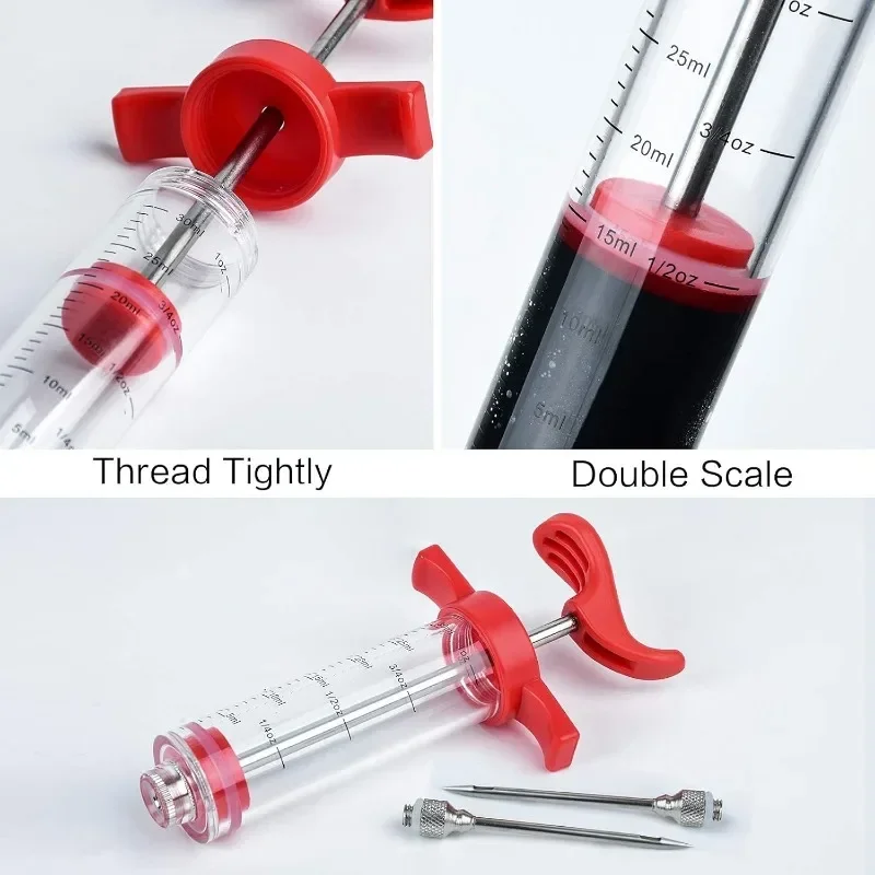 Meat Injector Syringe with 3 Marinade Injector Needles for BBQ Grill Turkey Kit Marinade Flavor Kitchen Tools
